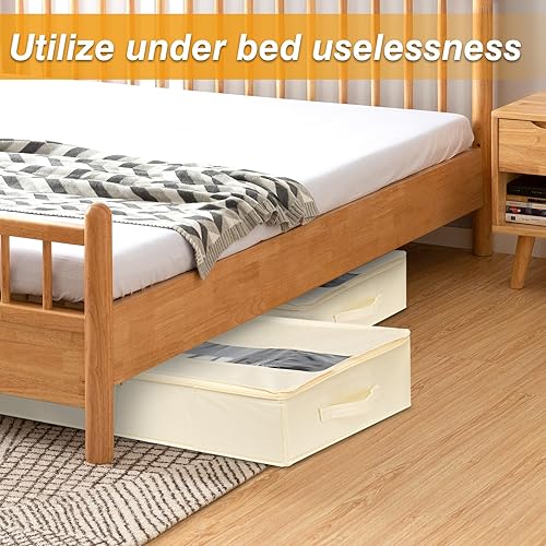 Miniatura 4 de punemi Almacenamiento debajo de la cama, paquete de 2 contenedores de almacenamiento de ropa debajo de la cama con divisores ajustables, cubos