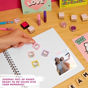 Hello Kitty Sanrio Scrapbook Kit Kids Craft Set Blank Journal Kawaii Scrapbooking Accessories Stickers Stamps Gel Pens Art Supplies Anime Gifts for Girls