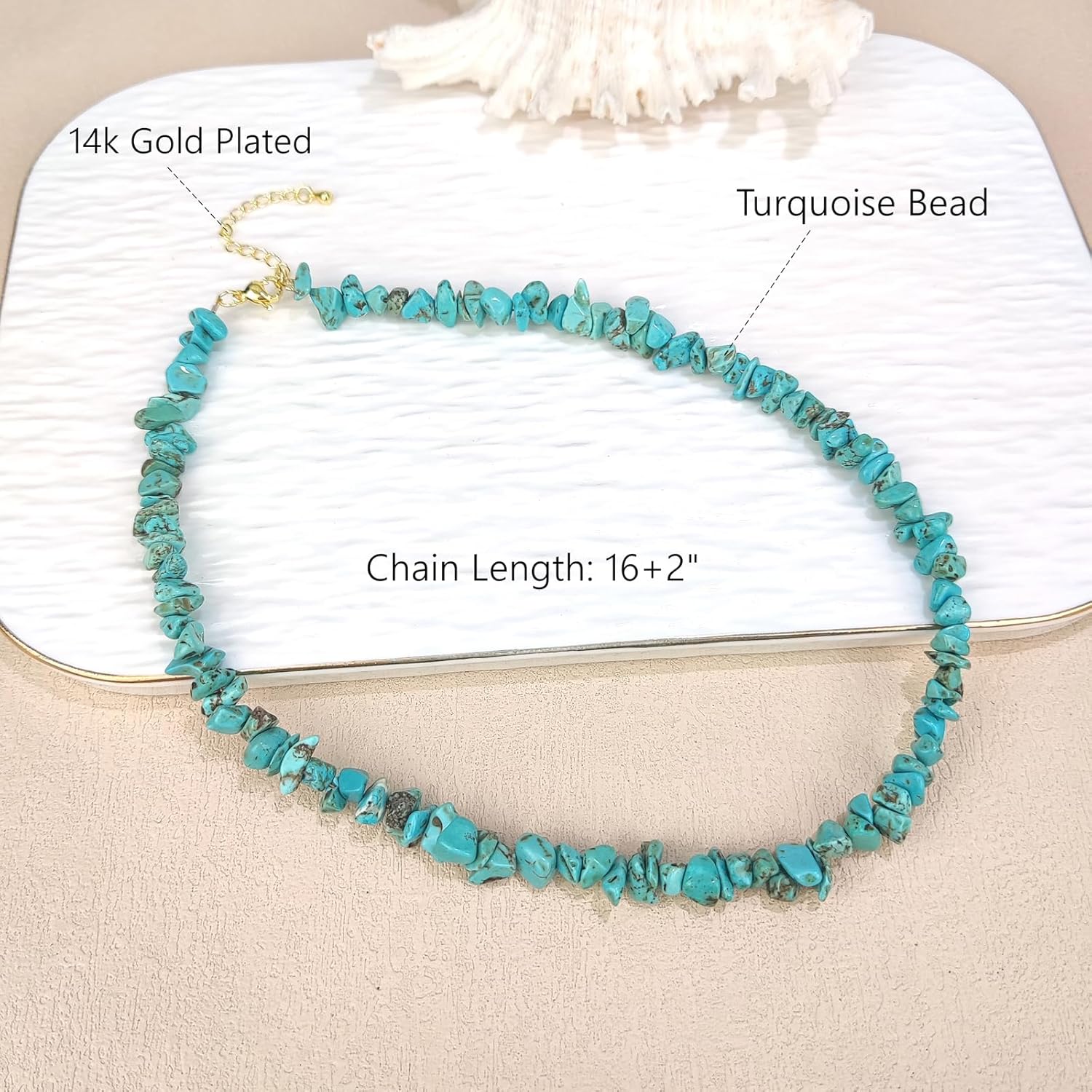 Raw Turquoise Necklace, Handmade Bohemian Crystal Beaded Necklace for Women, Natural Gemstone Chip Choker Necklace - Image 7