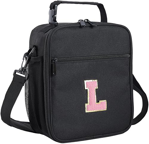 Miniatura 56 de ELEFOCUS Lonchera aislada con inicial para mujeres y hombres, bolsa de almuerzo personalizada con monograma con correa de hombro ajustable para