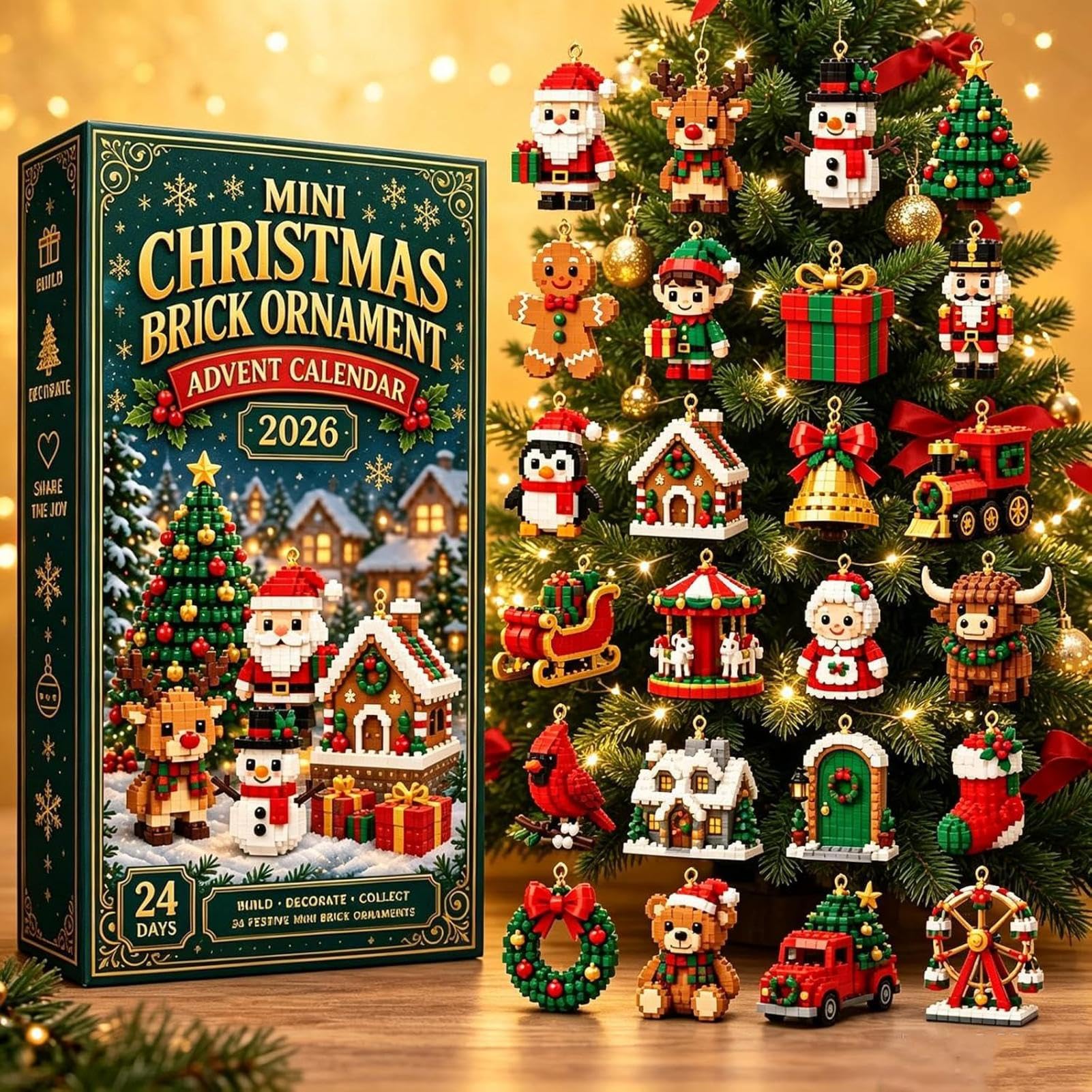 24 Days Mini Christmas Brick Ornament Advent Calendars 2026