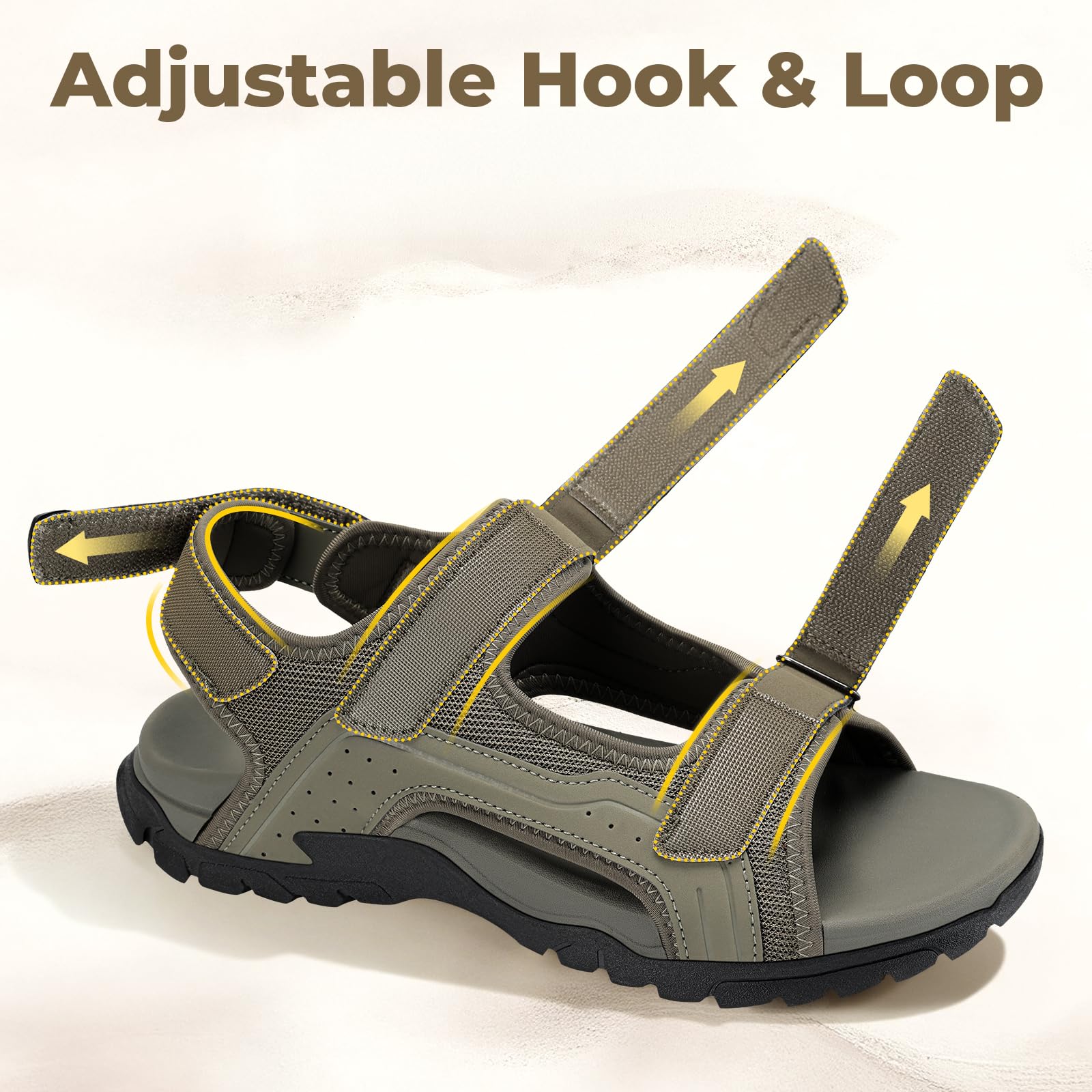 FitVille Sandali Sportivi Uomo Larghi Sandali Outdoor con Chiusura a Strappo Antiscivolo Leggeri Scarpe da Trekking Traspiranti per L'Estate