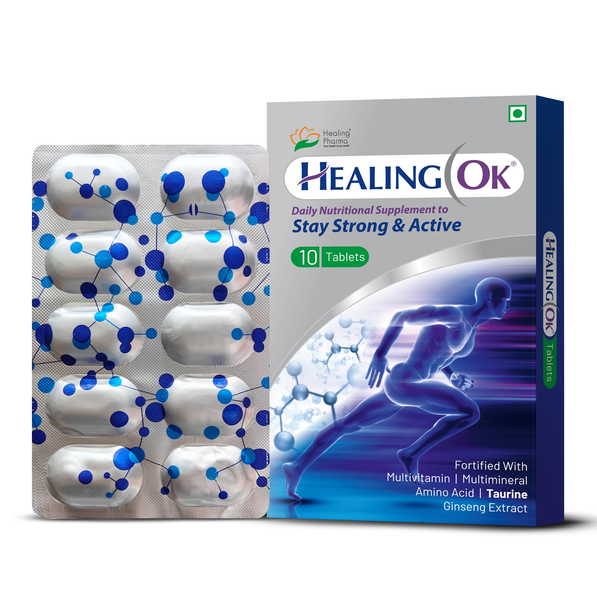 Healing Pharma - Healing OK Taurine, Ginseng, Zinc, Vitamin A, C & D3, Magnesium & L-Arginine Tablet For Stong Immunity & Overall Health - 10 Tabs x Pack of 2-image-30