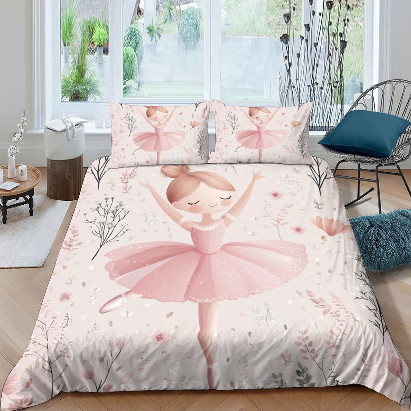 Ctjqhvkz Girls Style-2 3D Printed Pink Ballerina Fitted Sheet Microfiber Soft Breathable Ballet Mattress Cover For Bedroom Dorm Decorative Bed Protection Single（135X200cm）