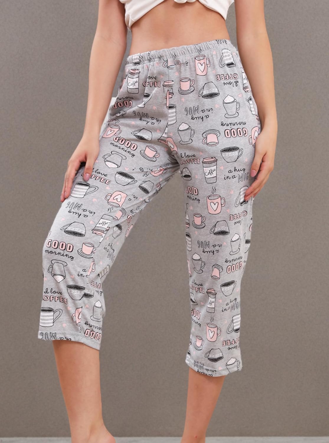PNAEONG Women's Capri Pajama Pants Lounge Causal Bottoms Fun Print Sleep Pants - Image 10