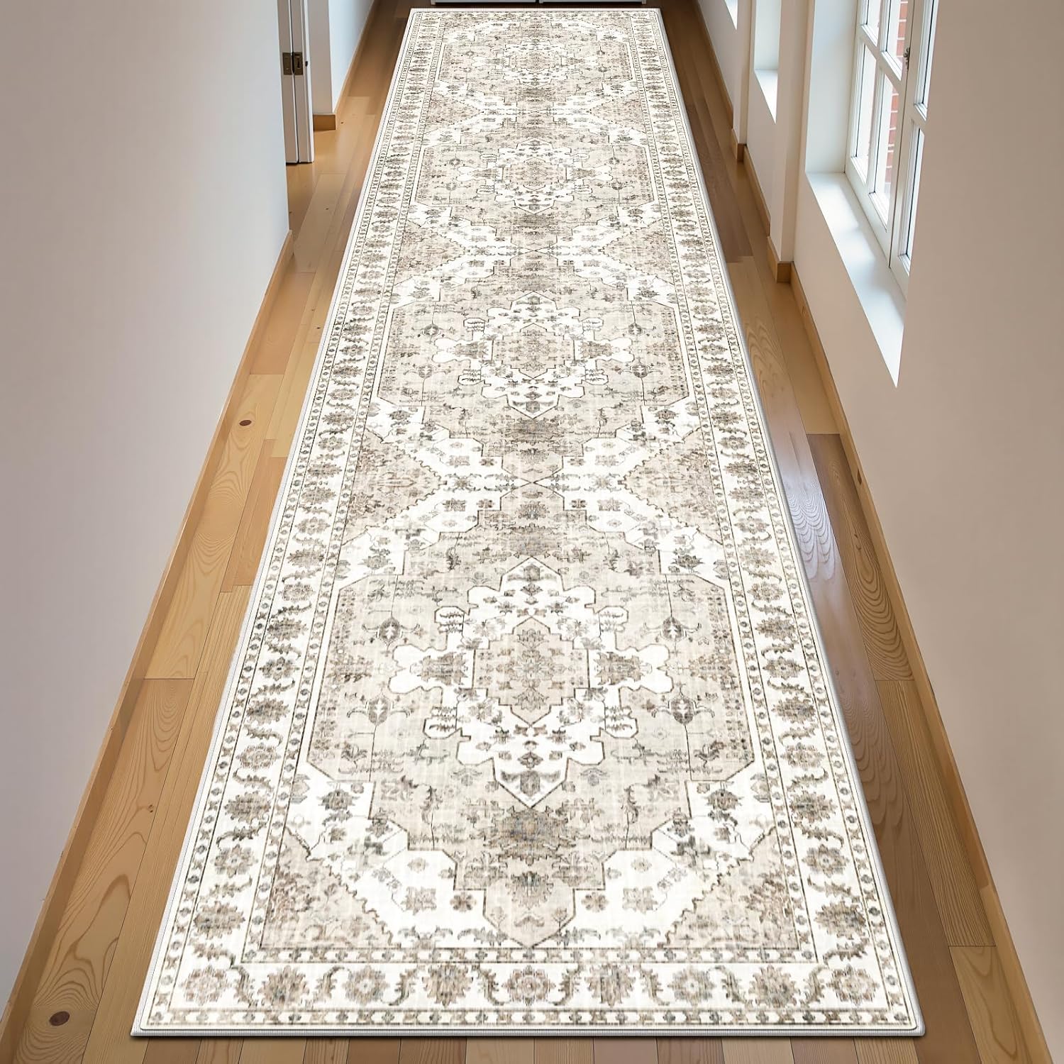 Rug Runners for Hallways Non Slip 2x10, Kitchen Rugs with Rubber Backing, Washable Vintage, Boho Area Rug for Living Room, Low Pile Distressed Rugs Carpet Runners for Bedroom, Entryway, Laundry