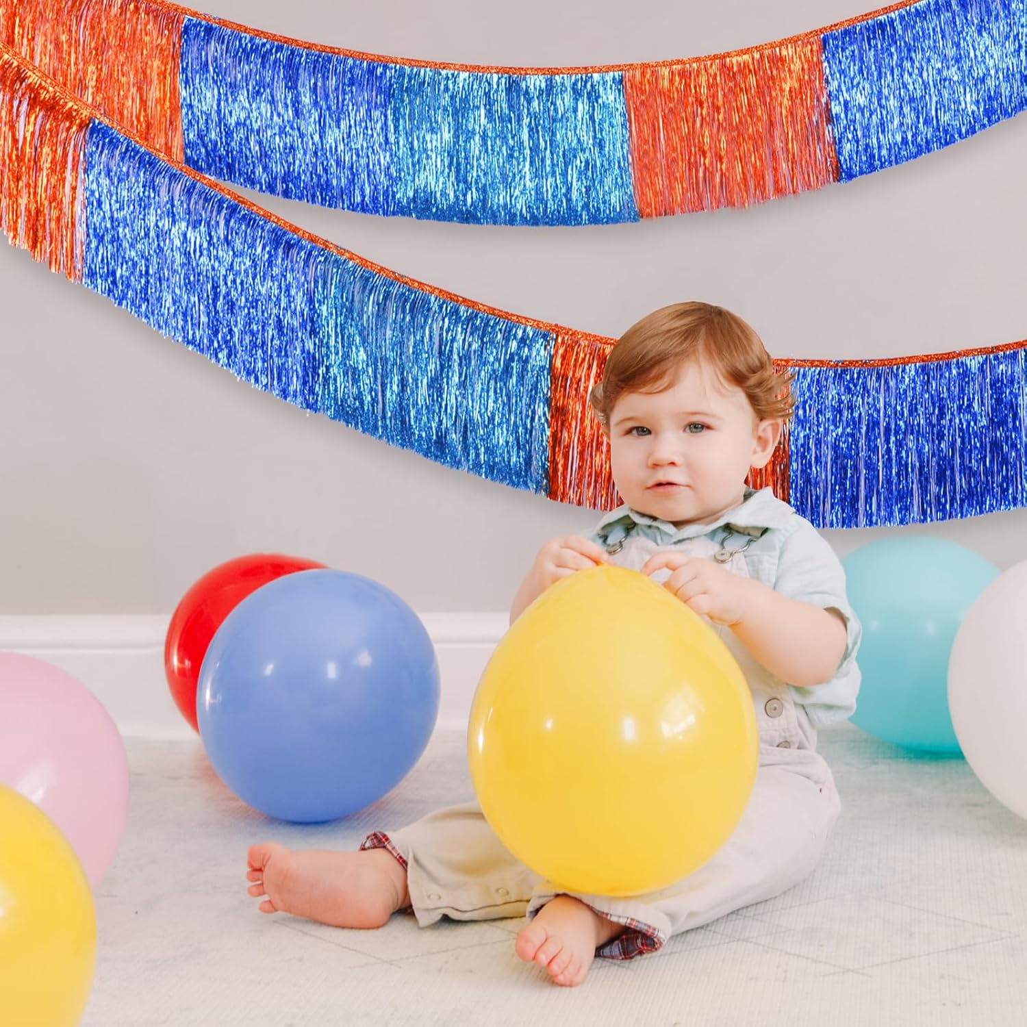 LOLStar Blue Dog Fringe Banner for Birthday Decorations,6.07Ft Orange and Light Hanging Fringe Tinsel Garland, Party Supplies,Blue and Orange Streamers Photo Booth Prop for Backdrop