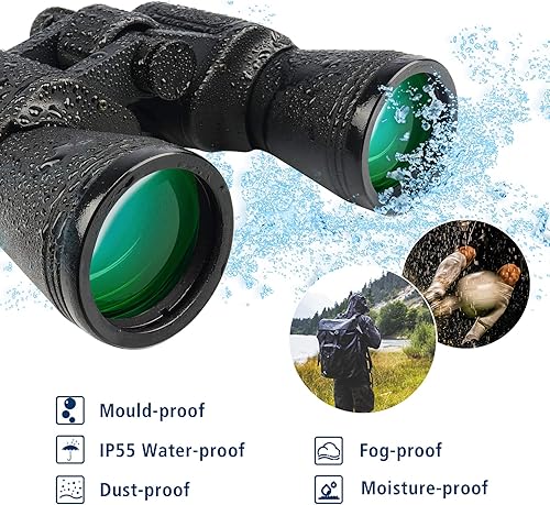 Miniatura 6 de Binoculares de alta potencia de 20 x 50 pulgadas para adultos con visión nocturna con poca luz binoculares impermeables compactos para observación