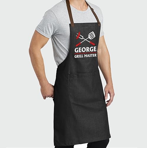 Miniatura 4 de TEEAMORE Delantales bordados personalizados para mujeres y hombres, añade tu texto Chef Kitchen Grill Delantal