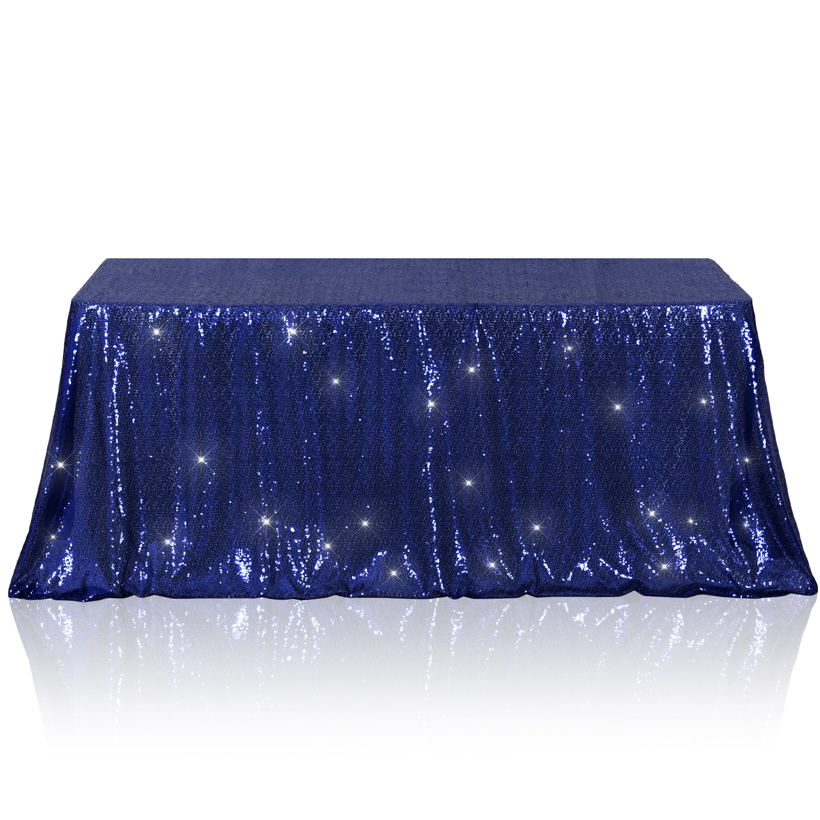 Poise3EHome Navy Blue Sequin Tablecloth 50×72 Inch Rectangle Sparkly Fabric Table Cover Overlay for Birthday Wedding Party Christmas Holiday Baby Shower Decoration