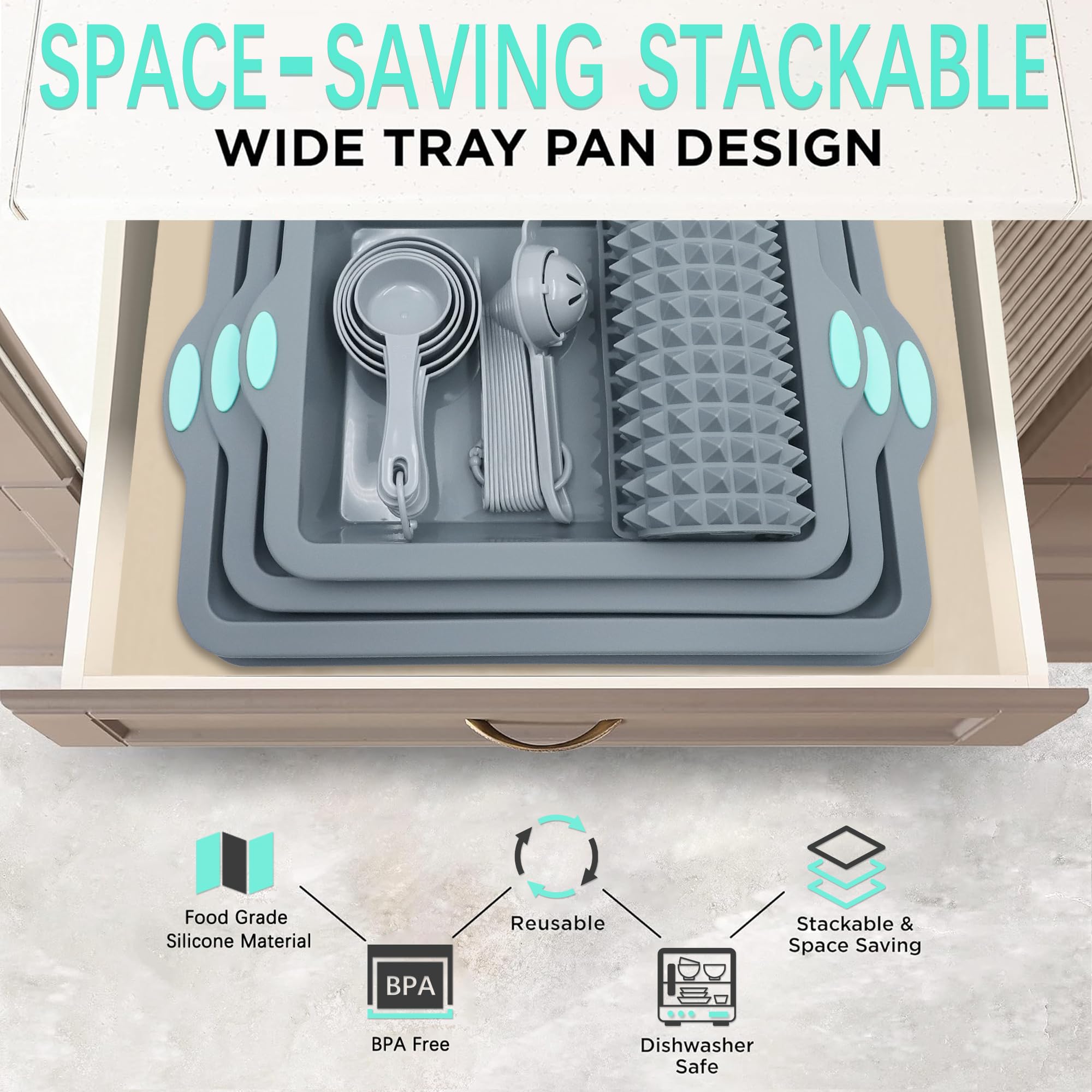 25-teiliges Silikon-Backset - Backbleche & Matten Hitzebeständig Bis 230°C