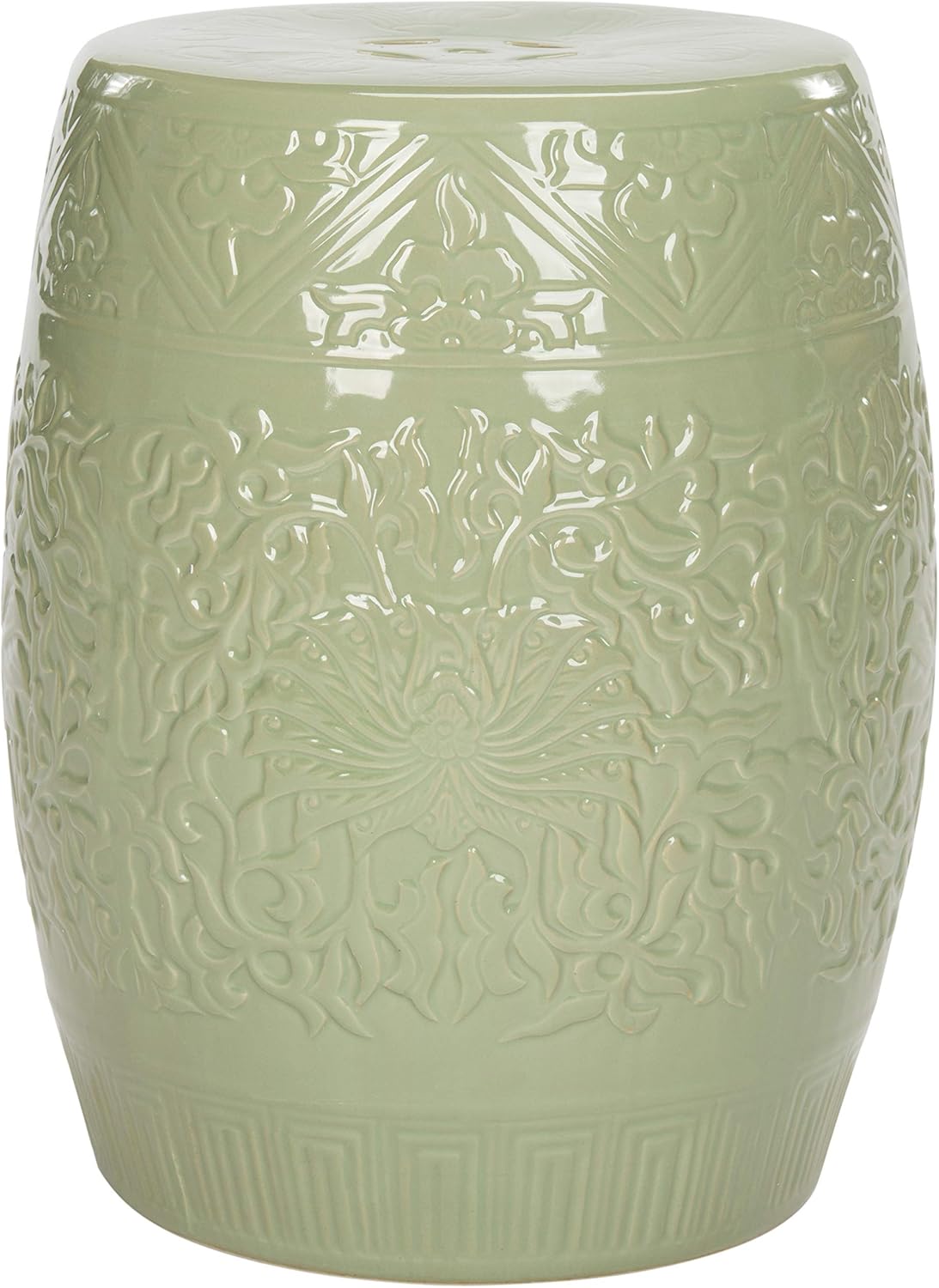 Safavieh Castle Gardens Collection Embossed Lime Green Ceramic Garden Stool