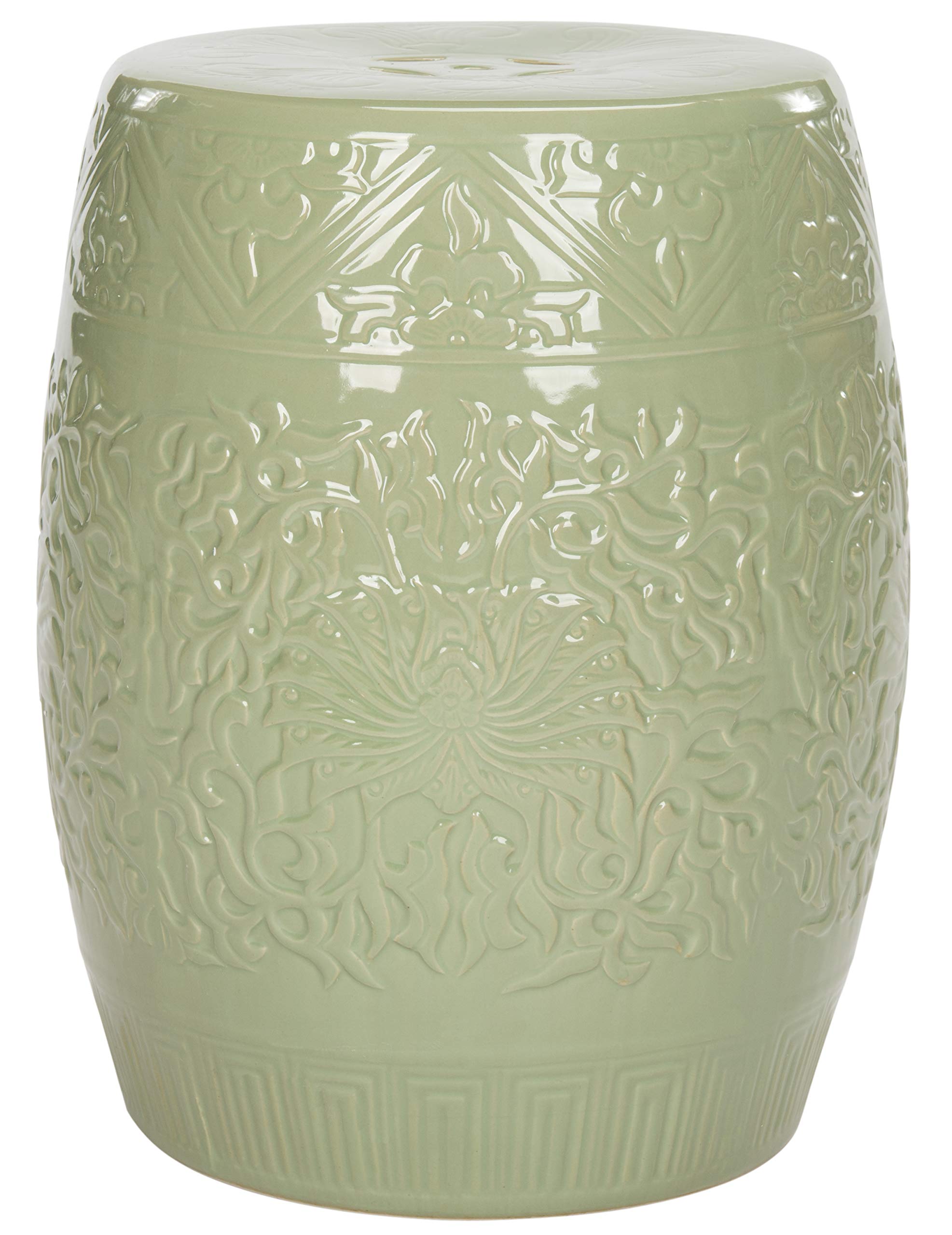 Safavieh Castle Gardens Collection Embossed Lime Green Ceramic Garden Stool
