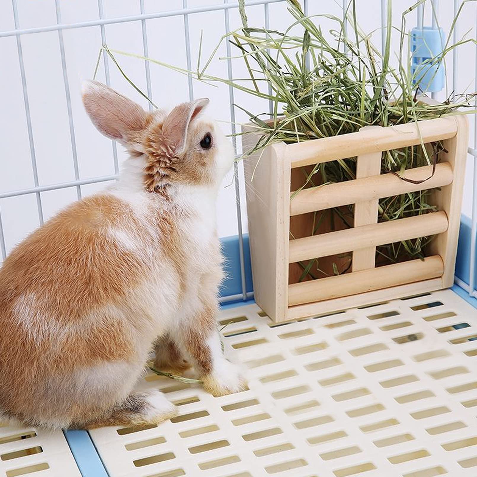 Bunny Hay Rack Guinea Pig Hay Feeder Chinchilla Hay Holder Rabbit Food Dispenser Natural Wooden Hamster Rabbit Cage Accessories - image 4