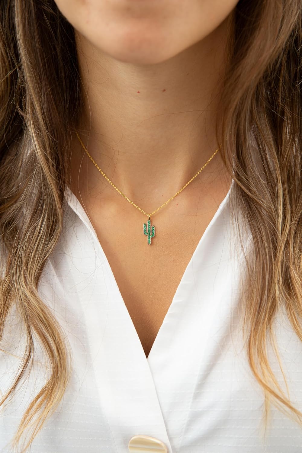 Cactus Necklace, Cactus Pendant, Desert Jewelry, Jewelry for Summer, 14K Gold Plated, 925 Silver Jewelry, Cactus Jewelry, Handmade Jewelry, Gift for Her, Gift for Him - Image 3