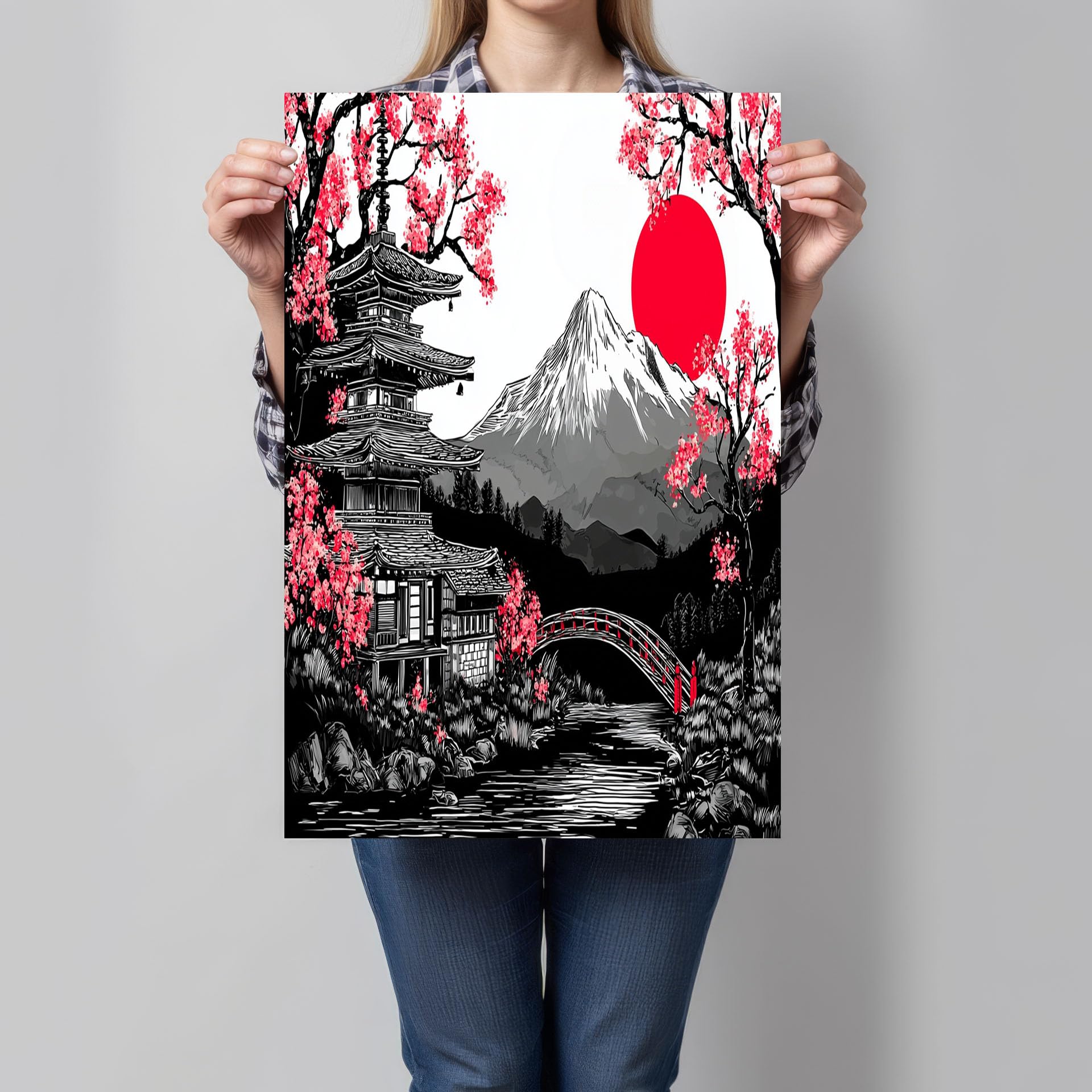 Cuadros de decoración para salón modernos: lienzo de pagoda y Monte Fuji de 60 x 90 cm 8