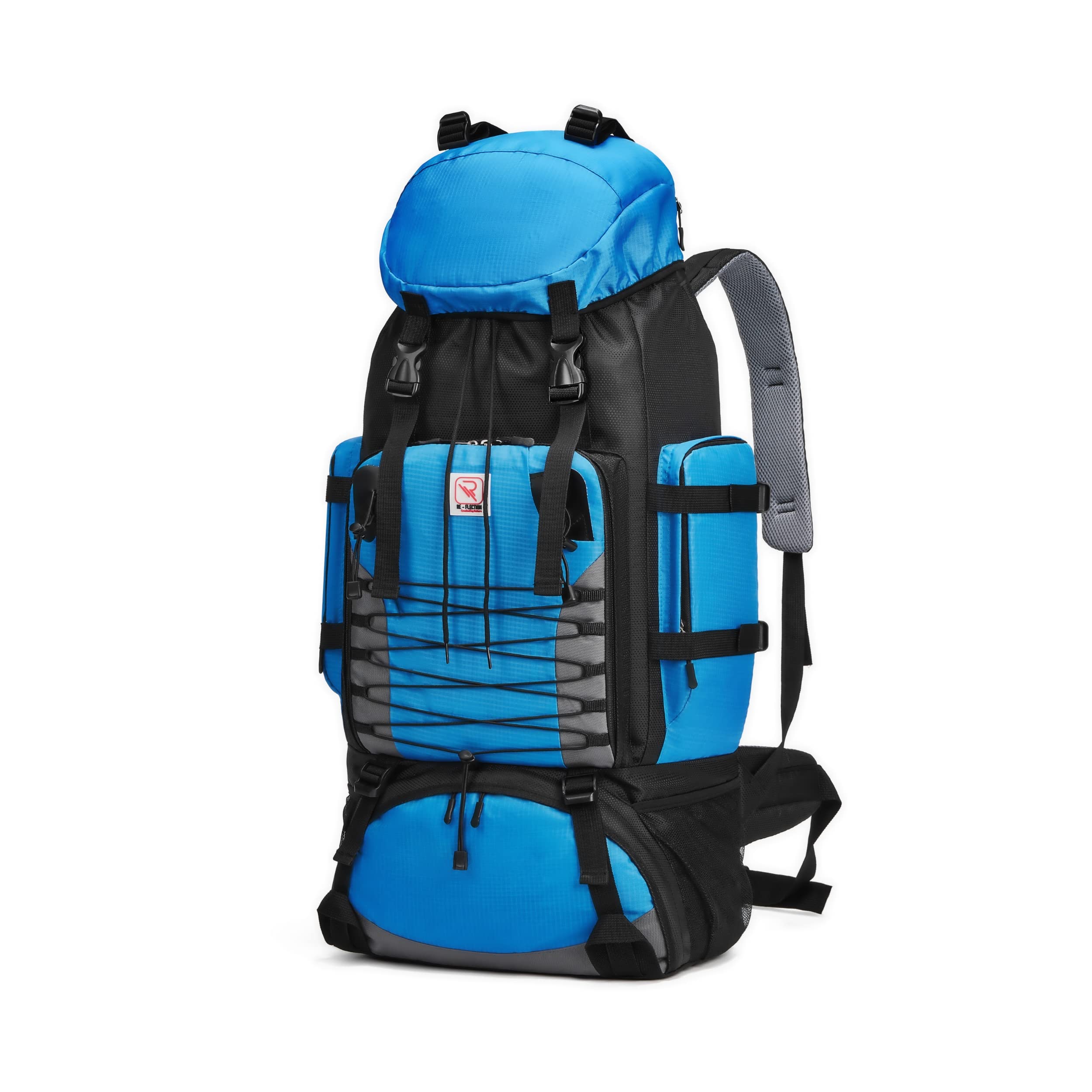 Re-flection 90 Litre Lightweight Mountaineering Bag, Foldable Hiking Rucksack, Breathable Outdoor Sport Trekking, Climbing and Camping Backpack, Blue