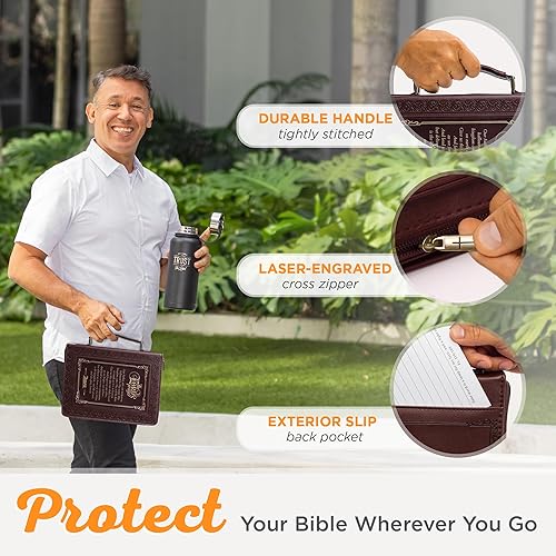 Miniatura 5 de Christian Art Gifts Funda clásica para Biblia y libro para hombres y mujeres La oración del Señor - Mateo 69-13 - Estuche de transporte resistente