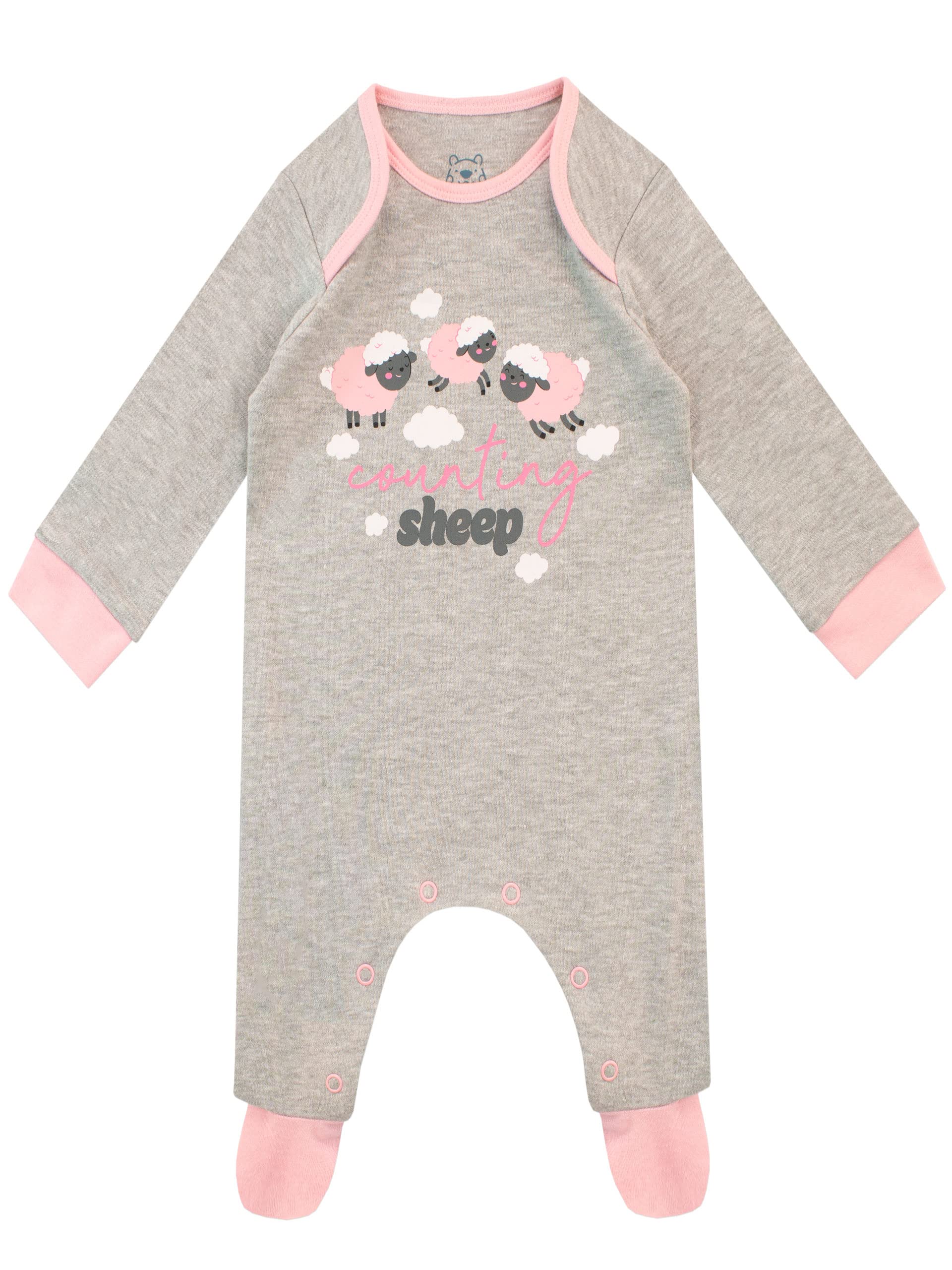 Harry Bear Baby Girls Sleepsuit Counting Sheep Long Sleeve Babygrow Grey 9-12 Months
