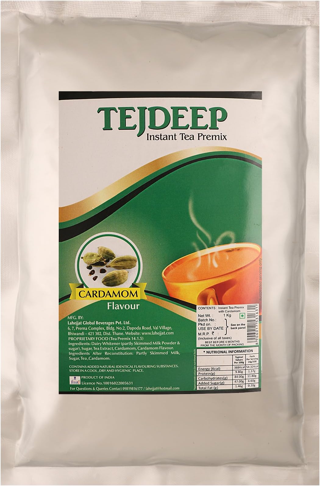 - Cardamom Elaichi Flavour Instant Tea Premix, 1000 g