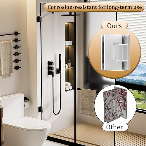 Miniatura 68 de Alise Bisagras de puerta de ducha de vidrio, Bisagras de puerta de ducha de 180 grados para puertas de vidrio,Bisagras de gabinete de acero Cromo