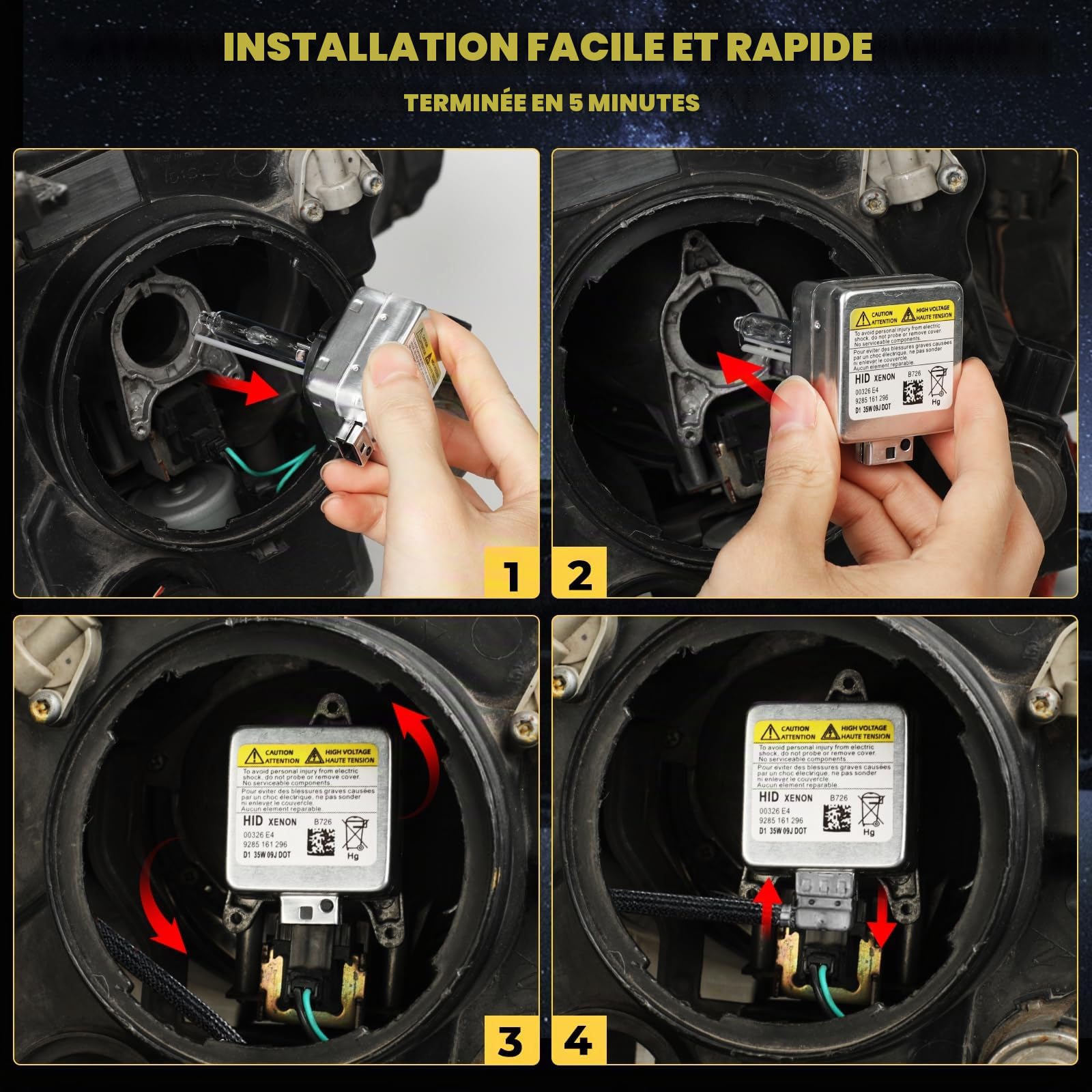 Ampoules Xenon D1S 35W, 12V 6000K Lumière Blanche Intense - 2 Pièces
