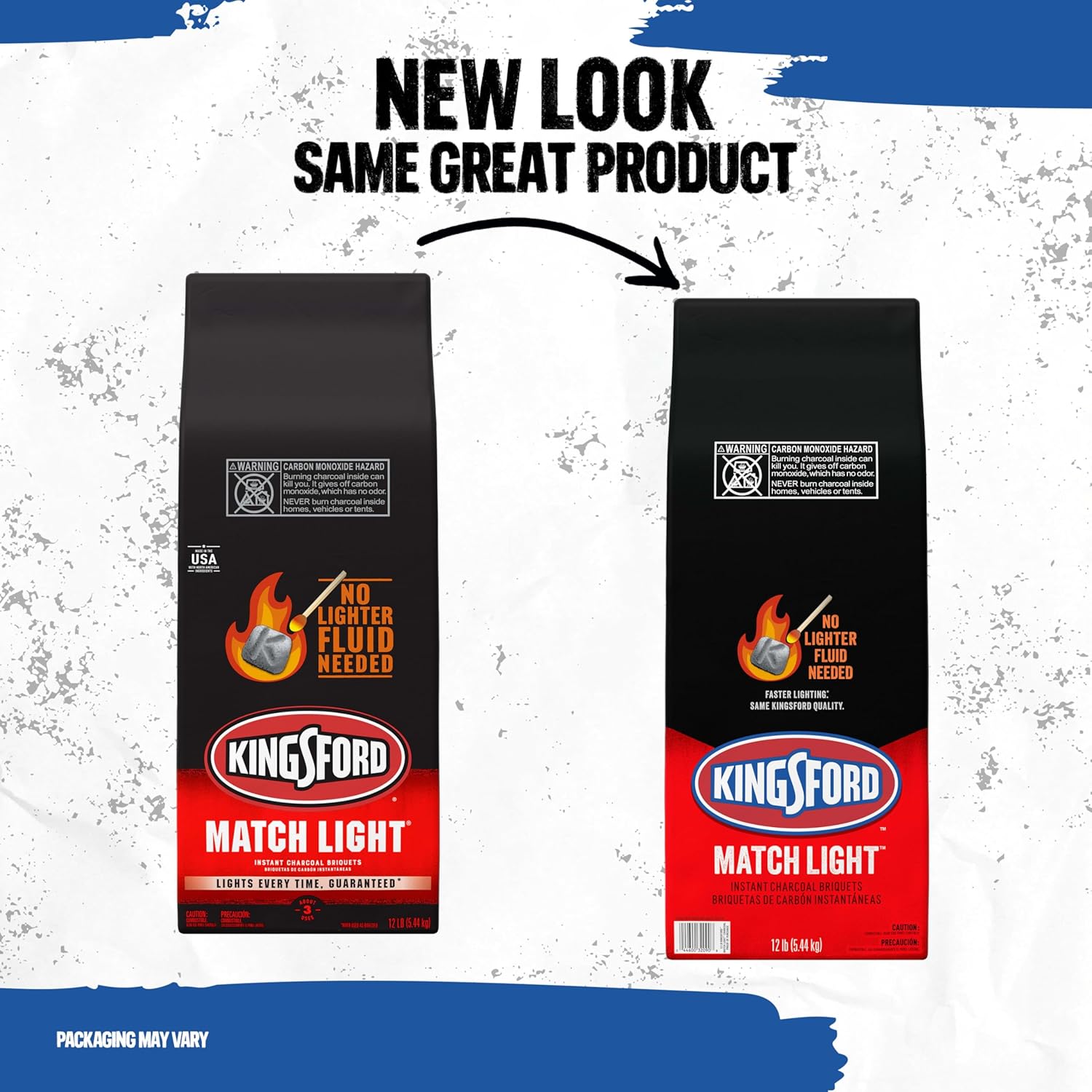 Open incomplete Kingsford Match Light Instant Charcoal Briquettes, BBQ Charcoal for Grilling, Ready in 10 Minutes, No Lighter Fluid or Starter Needed, 12 lbs