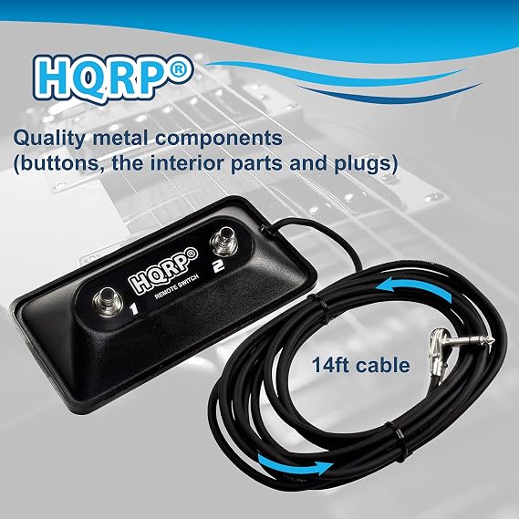 HQRP Multi-purpose 2-Button Guitar Amp Footswitch compatible with Peavey 03022910 03008010 03330850 Replacement fits TransTube Bandit DeltaBlues Supreme Head Ecoustic 112 Mark VIII amps