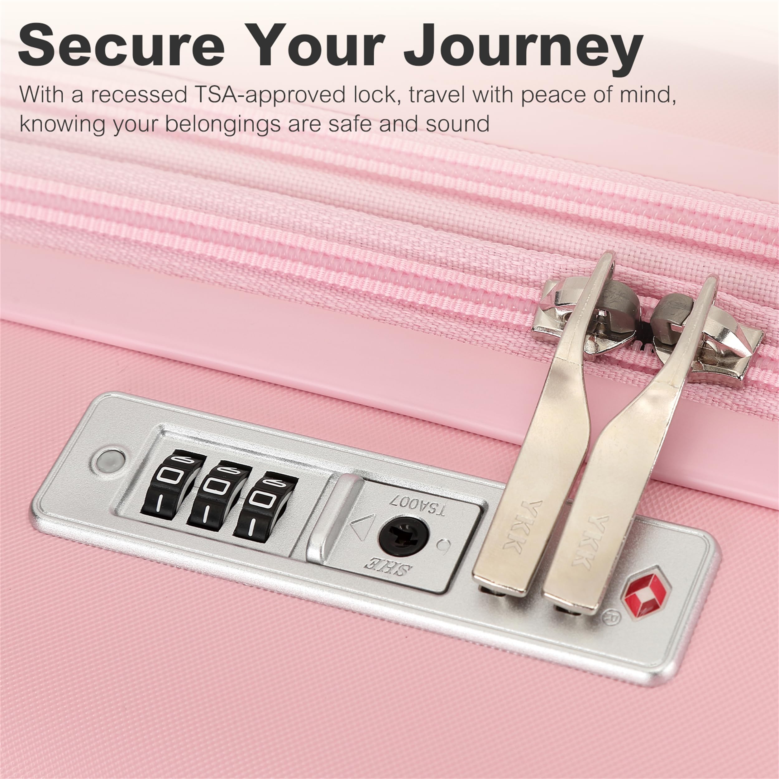 Kono Valise Soute Extensible Léger et Rigide ABS+PC Durable Valise Moyenne avec 4 Roues Silencieuses à 360° et Serrures TSA (Rose,L)