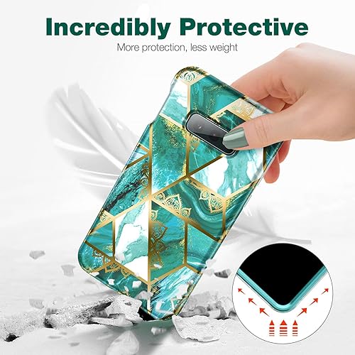 Miniatura 5 de SURITCH Funda para Galaxy S10e, Protector de pantalla incorporado Protección de cuerpo completo de mármol a prueba de golpes resistente a prueba de