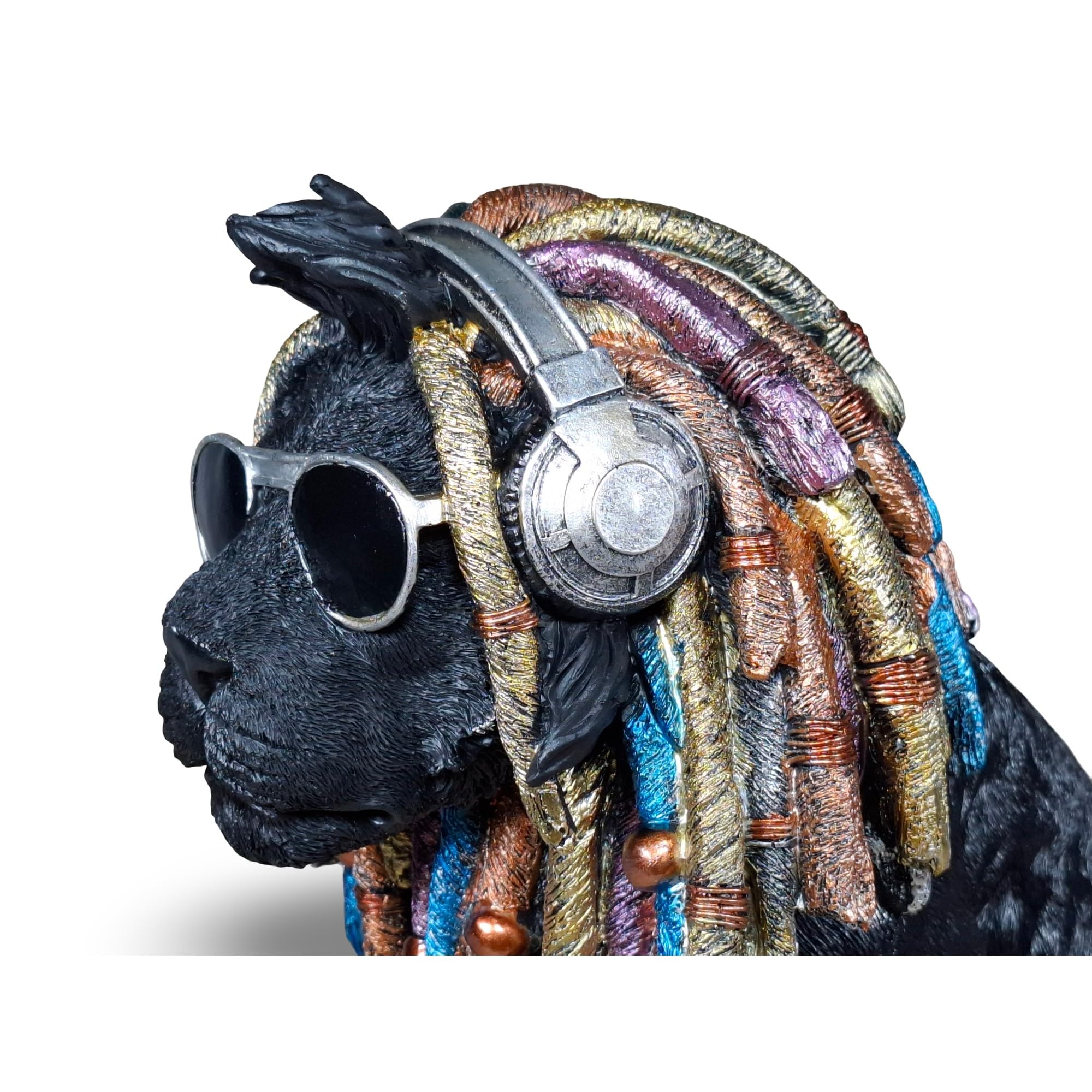 colourliving Deko Hund Rasta Bob – Hundefigur handbemalt aus Polyresin | in 2 Größen & Farben zur Auswahl (Schwarz, Groß)