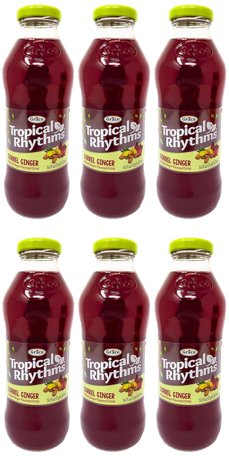 Grace Tropical Rhythms Sorrel Ginger Jamaican Fruit Juice 16oz, 6 Pack
