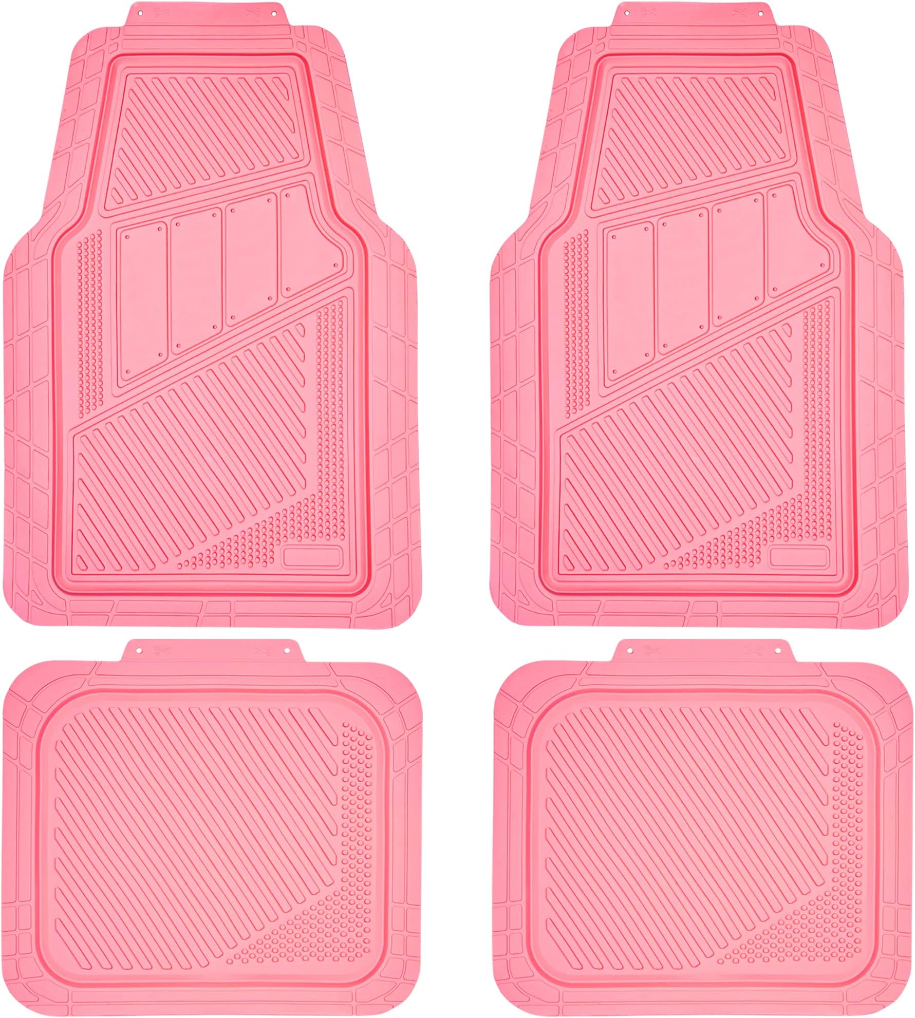 CAR PASS Heavy Duty Rubber Floor Mats 4-Piece,Pink Car Mats Full Sets Anti-Slip,Waterproof Universal Trim-to-Fit for Car SUV Truck, Durable All Weather Automotive Car Mats for Women,Girly(All Pink)