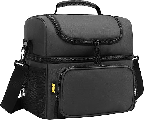 MIER Lonchera aislada para hombre, con doble compartimento, hielera con correa para el hombro para hombres, mujeres, adultos, para el trabajo de