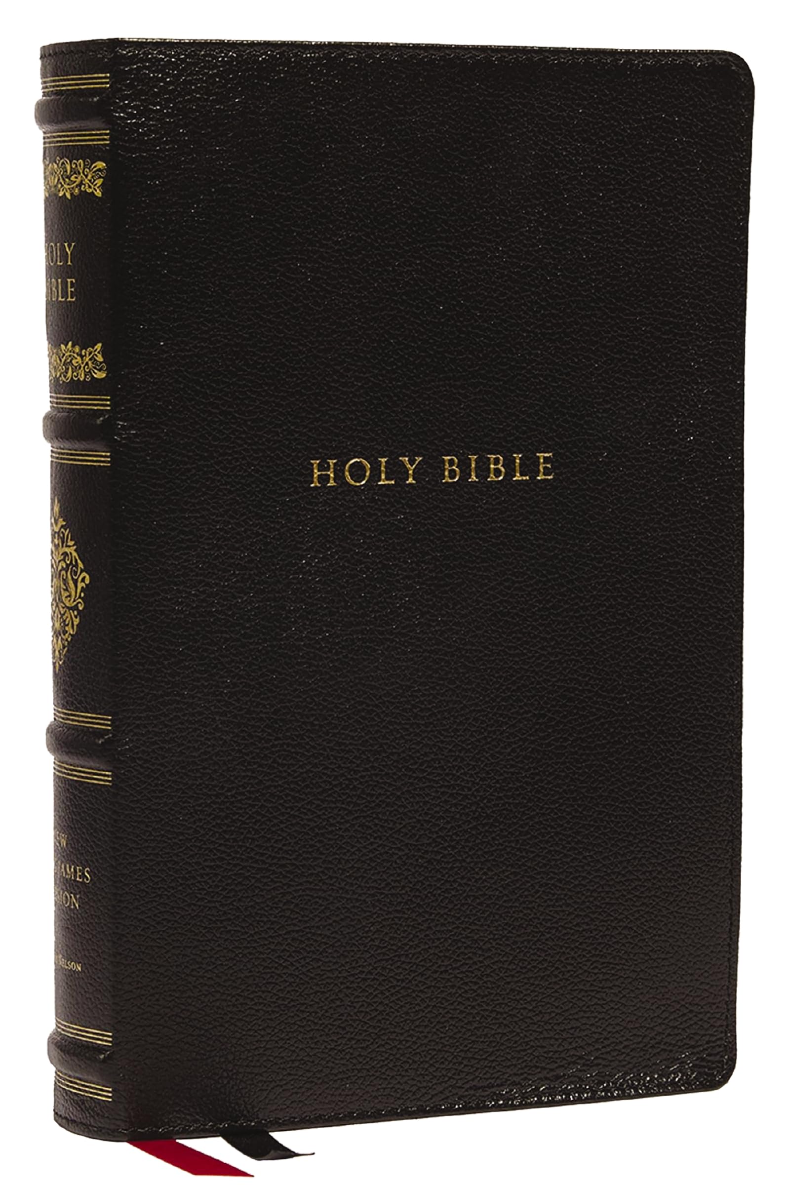 NKJV, Personal Size Reference Bible, Sovereign Collection, Genuine Leather, Black, Red Letter, Thumb Indexed, Comfort Print, Leatherbound Hardback,