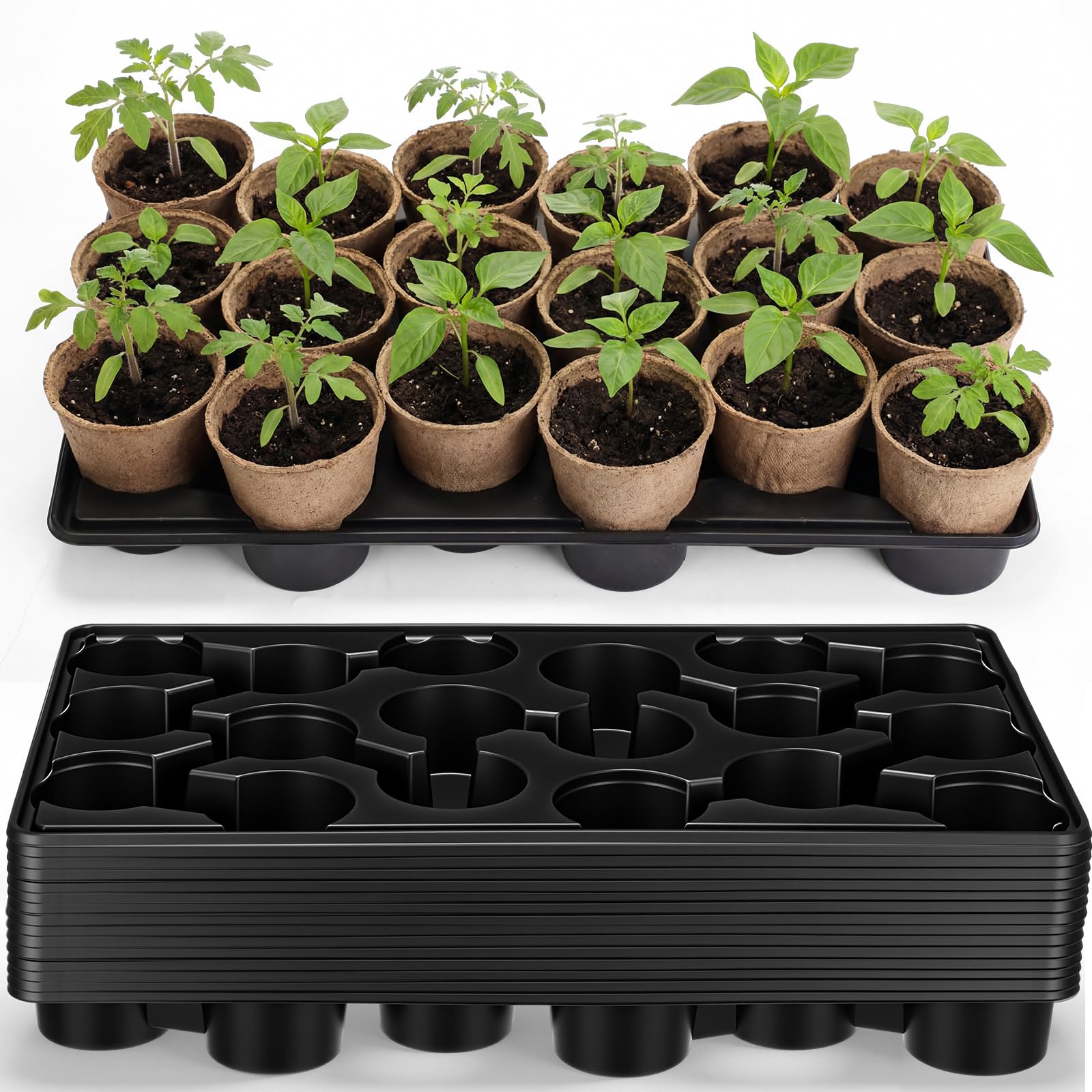 Photo 1 of ***FACTORY SEALED***
Baderke 15 Pack 18 Cell Plant Trays for Carrying 3.15 Inch Round Nursery Pots Reusable Seed Starting Trays Plant Germination Carrying Holders Suitable for Holding 270 Pcs Peat Pots