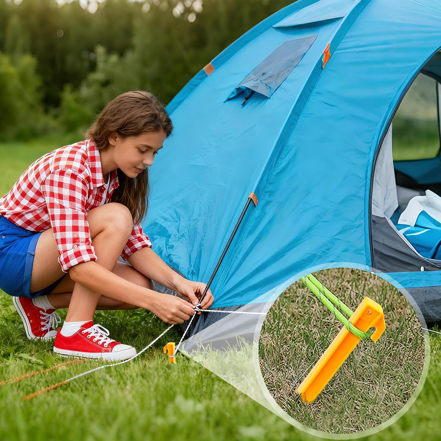 Plastic Tent Stakes 10 Pack - 9 Inch Heavy Duty Beach Sand Pegs - Windproof Plastic Garden Stakes for Secure Tents, Inflatables, Canopies, Rain Tarps and Garden Structures
