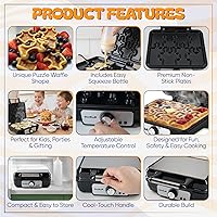 Vista 4 de Máquina de gofres de rompecabezas de StarBlue - Divertidos gofres en forma de rompecabezas Incluye botella exprimible para un fácil llenado