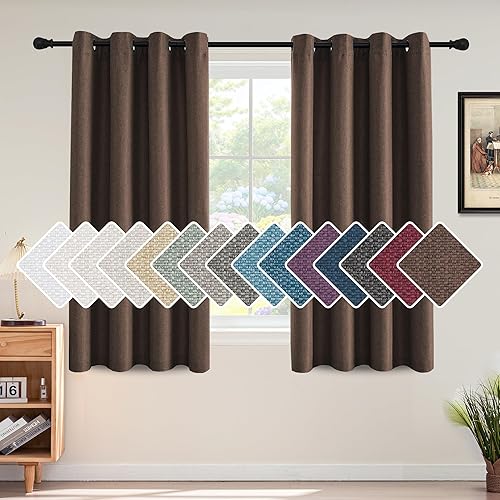 H.VERSAILTEX - Cortina opaca de lino de 63 pulgadas de largo con aislamiento térmico, ojales y aspecto de lino, textura de arpillera, para