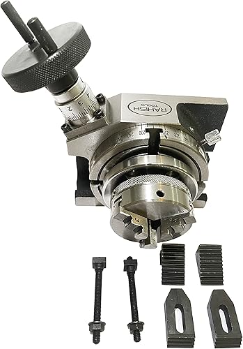 Miniatura 50 de Mesa giratoria para fresadoras 4 pulgadas (3.937 in) 4 ranuras horizontales y verticales con 4 mandíbulas de 2.756 in con mandíbula independiente