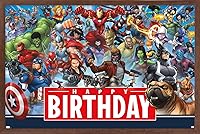 Vista 10 de Trends International Marvel - Póster de pared de feliz cumpleaños, 22.4 pulgadas de largo x 14.7 pulgadas, versión enmarcada en madera de granero