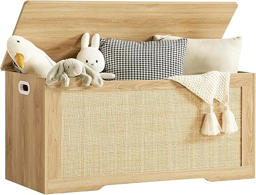 Miniatura 10 de usikey Cofre de almacenamiento de 29.5", caja de juguetes con bisagra de seguridad y amortiguadores de gel, cofre de juguetes, baúl de