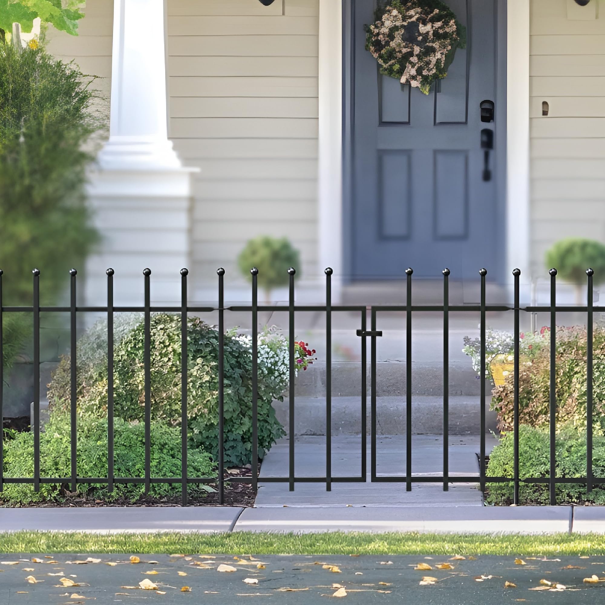 94 cm Ball Top Fence Section Black Galvanised Steel Panacea Fence System