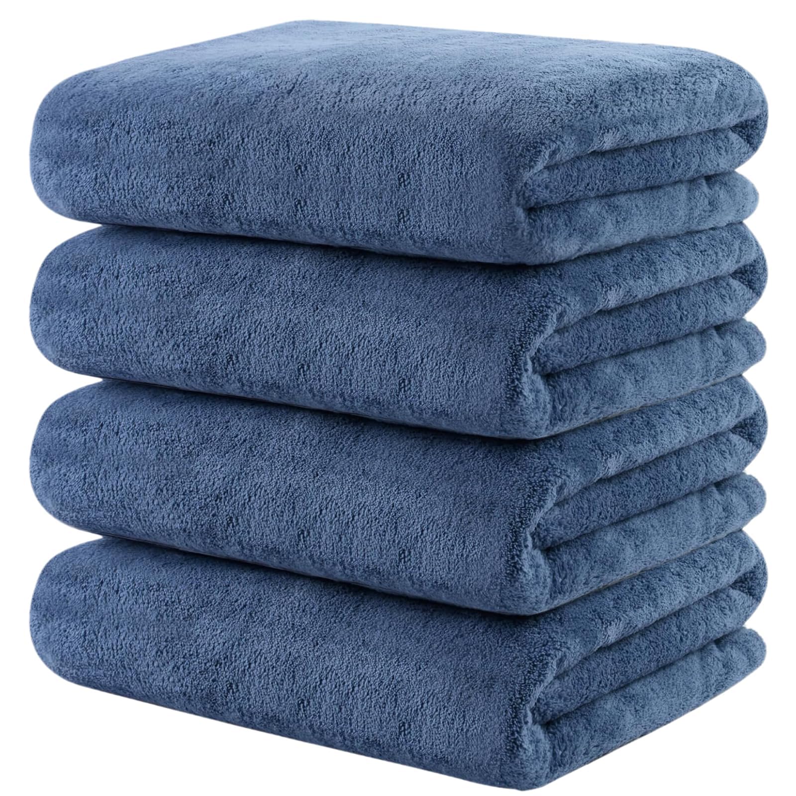 KinHwa 4er Set Mikrofaser Handtücher 50x100 cm, Extra Saugstark & Fussel Frei, Ultra Weich für Haare & Körper, Schnell Trocknend, mit Aufhänger, Blau
