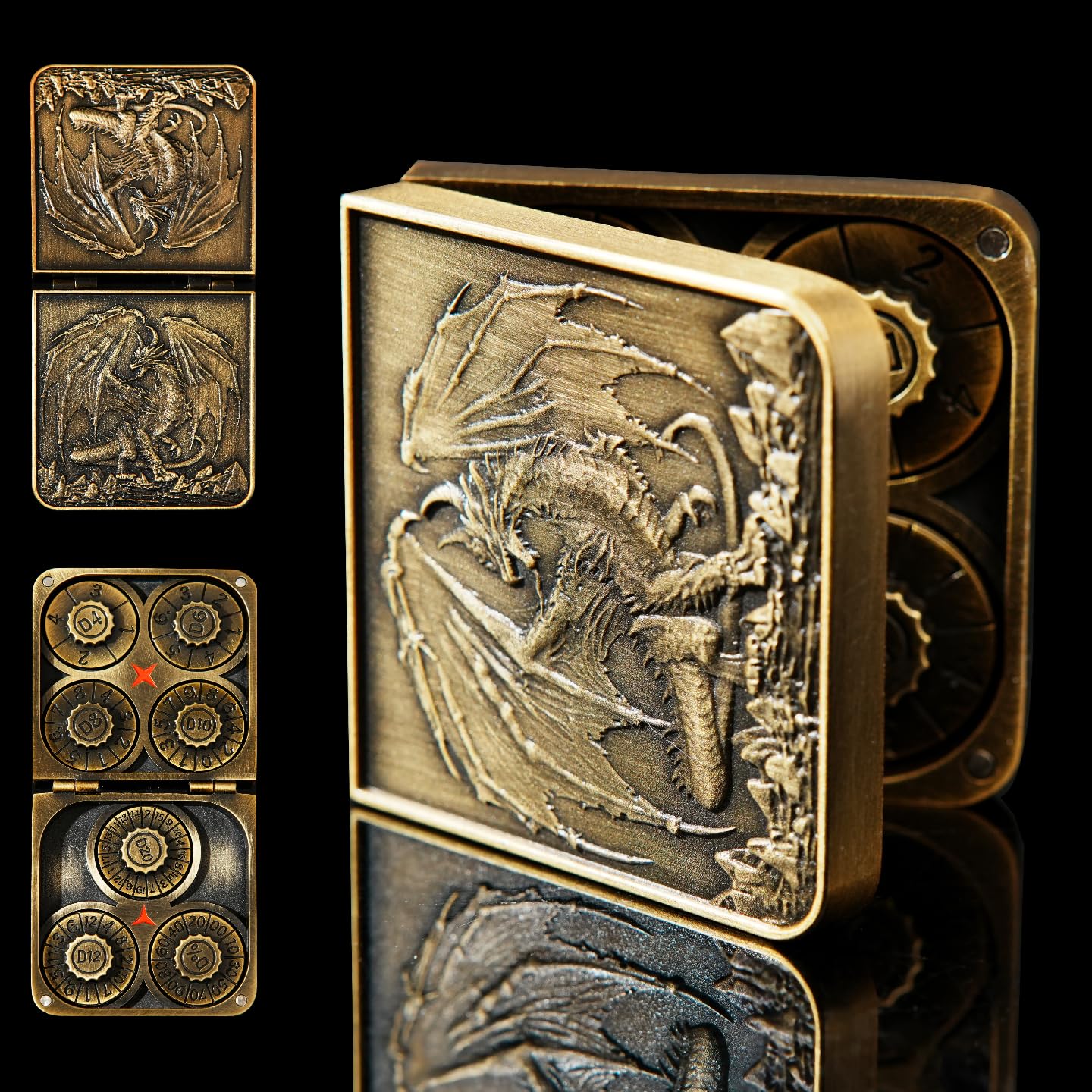 DNDND Dés De Roulette Métal 7-en-1 - D4 D6 D8 D10 D12 - Coffret Cadeau - Pour Donjons & Dragons