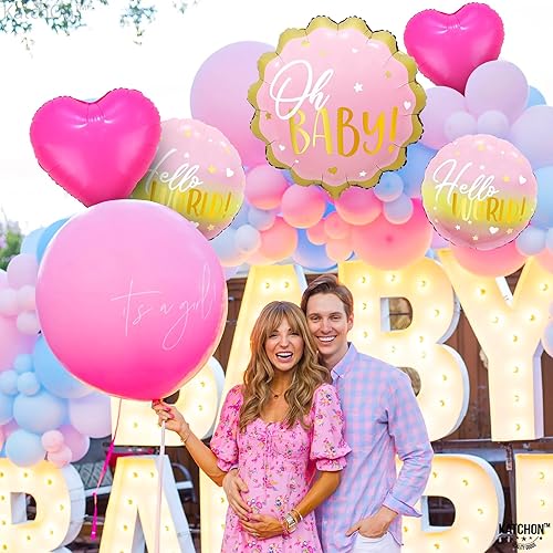 Miniatura 3 de KatchOn, Oh Baby - Juego de globos de 31 pulgadas, paquete de 5 globos "It's A Boy", globos de bebé de Hello World para decoraciones de bienvenida a