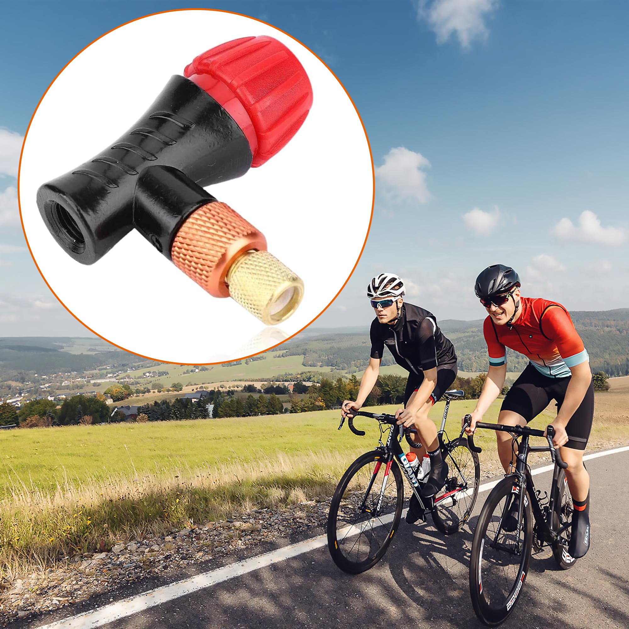 CO2 pompka rowerowa, pompka rowerowa CO2 z kartuszem, kartusz CO2, adapter do wentylu francuskiego do rowerów górskich i wyścigowych