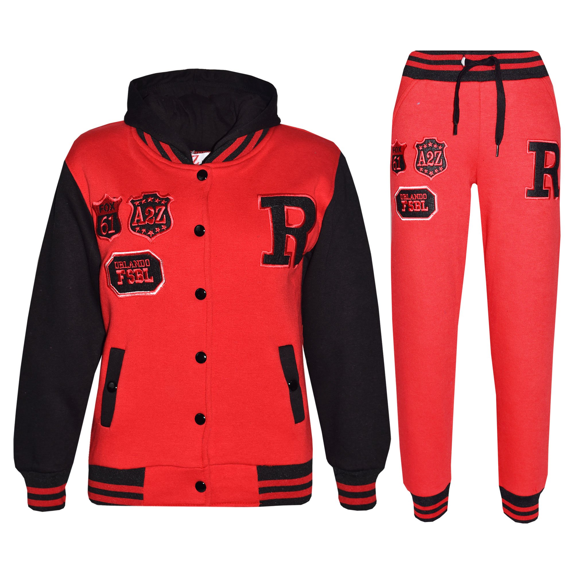 A2Z 4 Kids Survêtement de baseball unisexe pour filles et garçons R Fashion Fox et NYC Sweat à capuche avec jogging B.B Contrast Jacket Ensemble à manches longues pour enfants de 2 à 13 ans