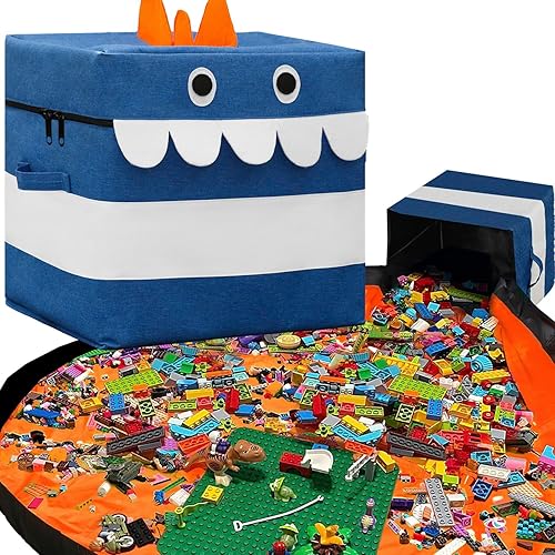 Organizador de almacenamiento de juguetes XXL y tapete de juego, bolsa de almacenamientocaja para niños, niñas, guardería, sala de juegos, canasta
