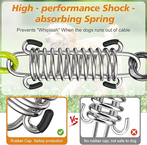 Miniatura 2 de Tresbro Cable de amarre resistente para perros cadenas de perro de 30 pies de largo para exteriores correas reflectantes para perros para patio con